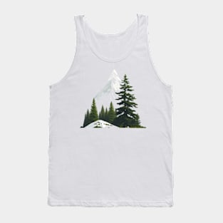 Nature illustration with trees and mountain Tank Top